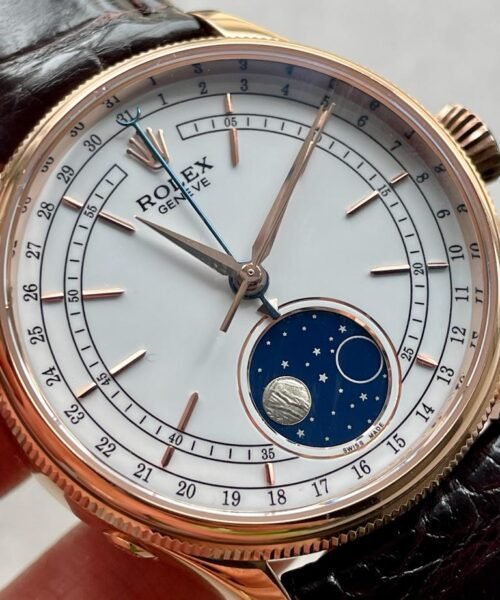 Cellini Moonphase 50535 RG White Dial on Leather Strap KZF Asia 3195 Mod - Image 11