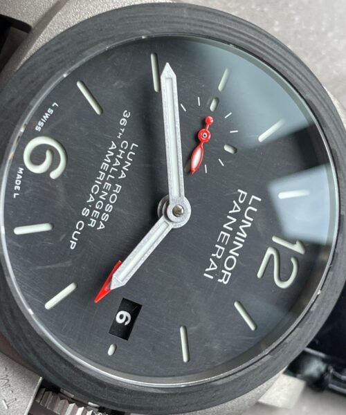 Luminor GMT "Luna Rossa" PAM01096 TI Black Dial Stick on Leather Strap VSF P9010 pam1096 - Image 6