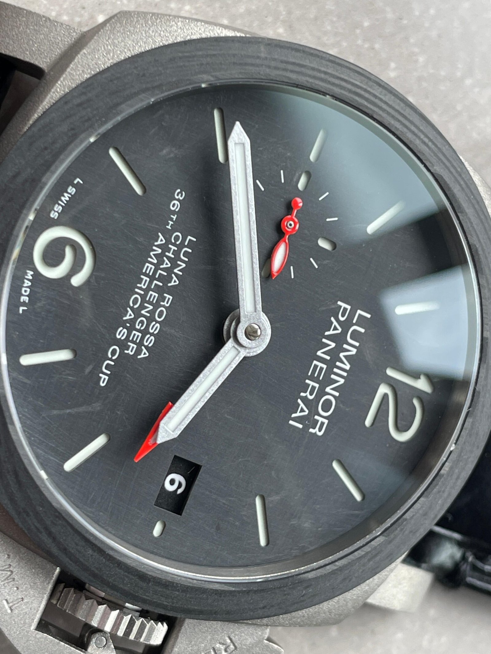 Luminor GMT "Luna Rossa" PAM01096 TI Black Dial Stick on Leather Strap VSF P9010 pam1096 - Image 6