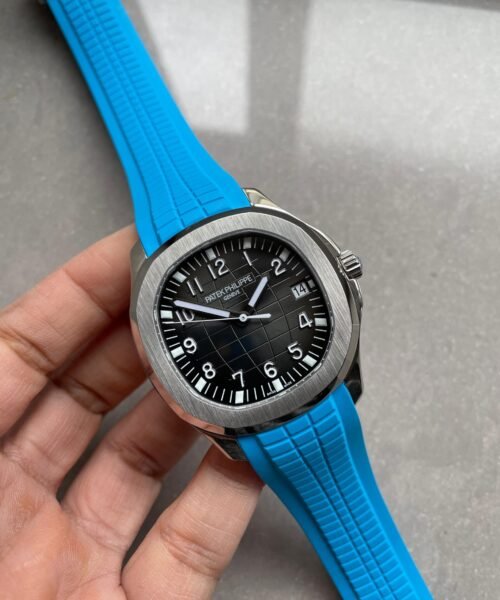 Aquanaut 5168G 42mm SS 3KF Best Edition Black Dial on Light Blue Rubber Strap A324 V2 - Image 4
