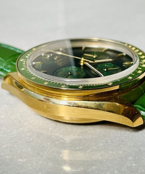Speedmaster Moonwatch in Moonshine Gold YG RMF Best Edition Green Dial on Green Leather Strap Manual Chrono - Image 10
