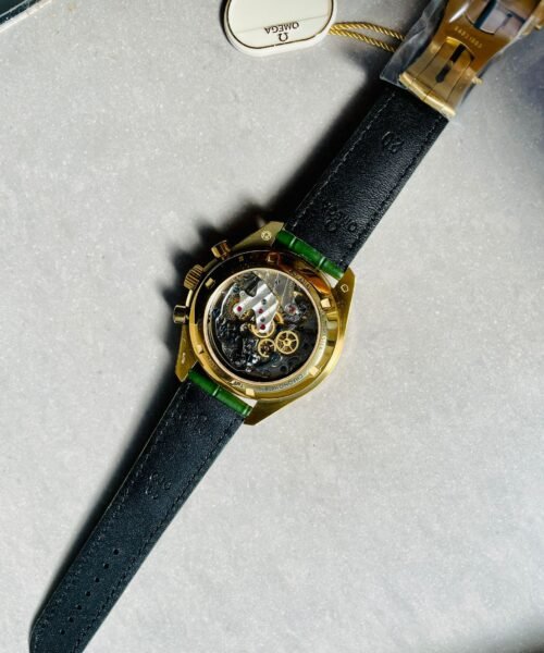 Speedmaster Moonwatch in Moonshine Gold YG RMF Best Edition Green Dial on Green Leather Strap Manual Chrono - Image 15