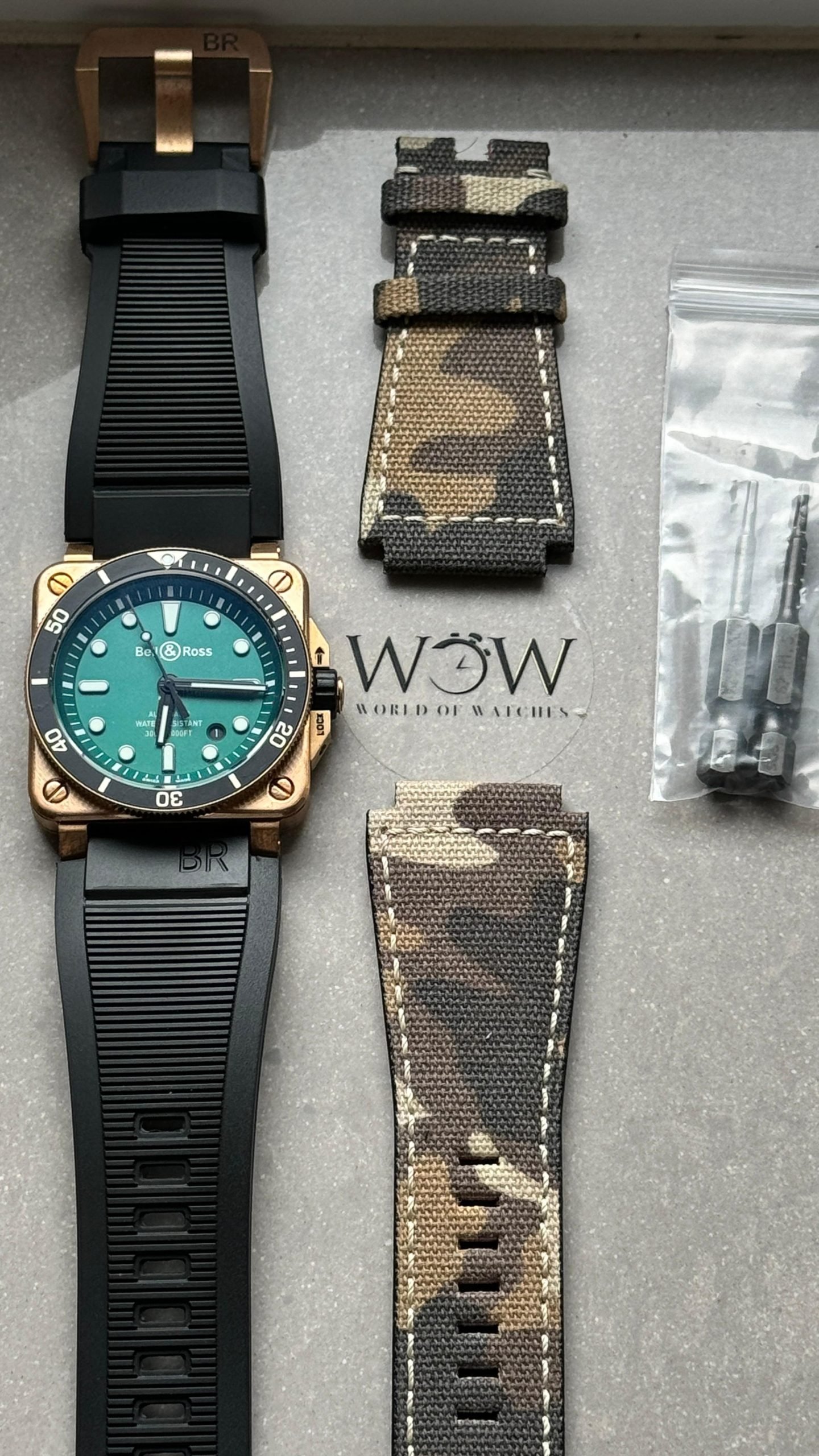 BR 03-92 Diver Ceramic Bezel Bronze B12 1:1 Best Edition Green Dial on Black Rubber Strap MIYOTA 9015 - Image 4