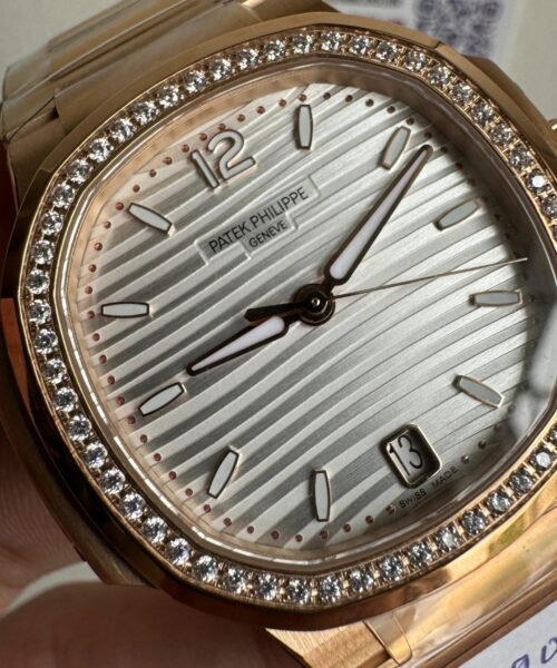 Nautilus 7118 35mm RG Diam Bezel White Dial Sticks on RG Bracelet PPF A324 - Image 2