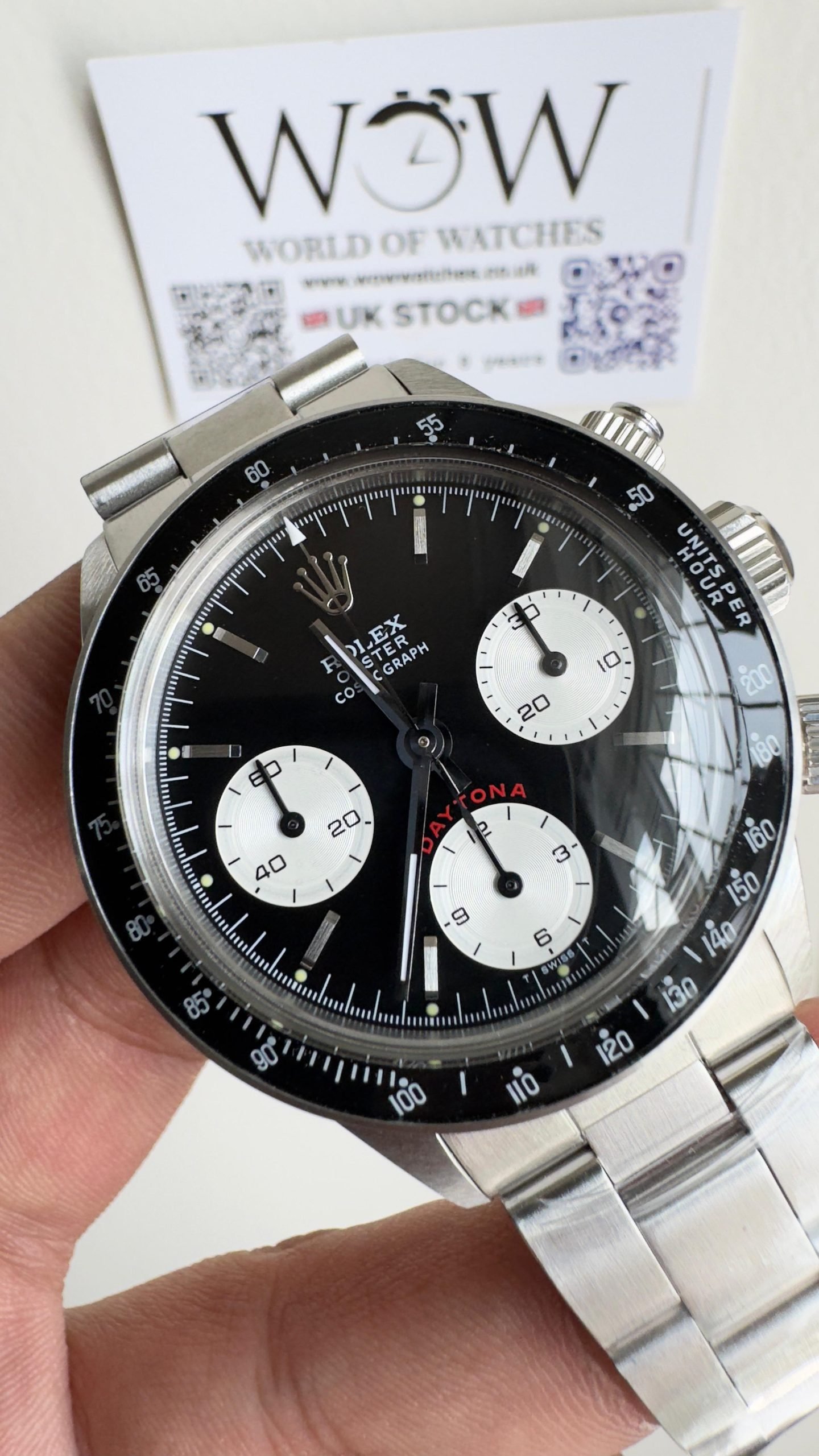 Daytona 6263 SS JKF Best Edition Black Dial White Subdials Black Tachymeter Bezel on SS Bracelet Venus 75 - Image 2
