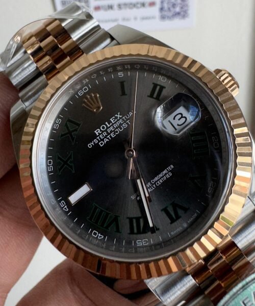 Datejust 41mm 126334 "Wimbledon" 904L RG Fluted Bezel Slate Dial on SS and RG Jubilee Bracelet Clean VR3235 - Image 2