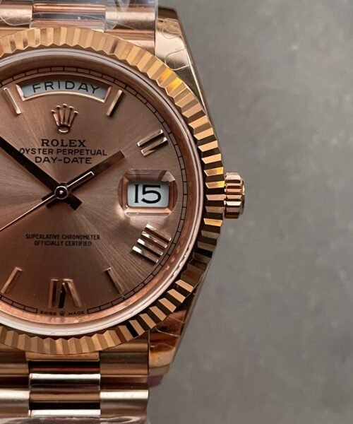 Day-Date 40mm 228235 904L RG Fluted Bezel Rose Gold Dial on RG President Bracelet with Tungsten steel for extra weight GMF - Image 5