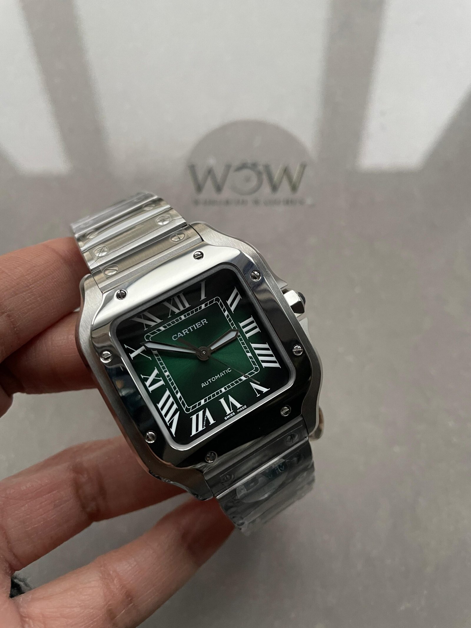 Santos 35mm 2018 SS BVF 1:1 Best Edition Green Dial on SmartLinks Bracelet MIYOTA 9015