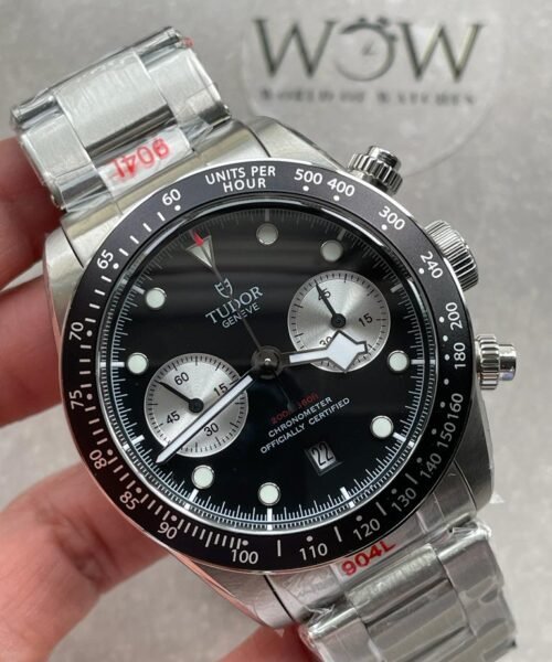 Black Bay Chrono SS TWS 1:1 Reverse Panda Best Edition Black Dial on SS Bracelet A7750 - Image 5