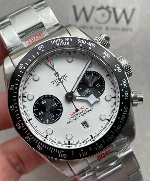 Black Bay Chrono SS TWS 1:1 Panda Best Edition White Dial on SS Bracelet A7750 - Image 2
