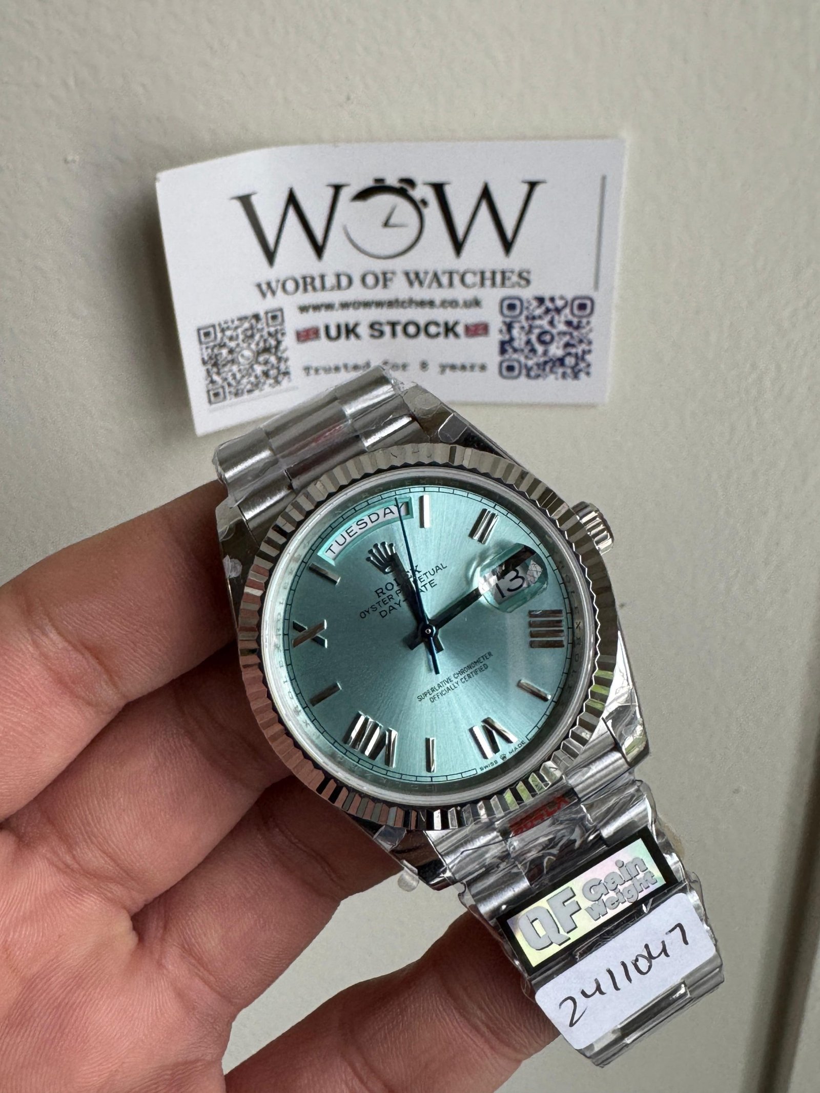 Qf V5 Day-Date 228236 40mm SS 904L Ice blue Dial Gain Weight 185g Day date