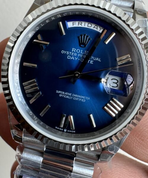 Day Date 228238 40mm 904L SS Bezel QF Gain Weight Blue Dial on SS President Bracelet A2836 - Image 4