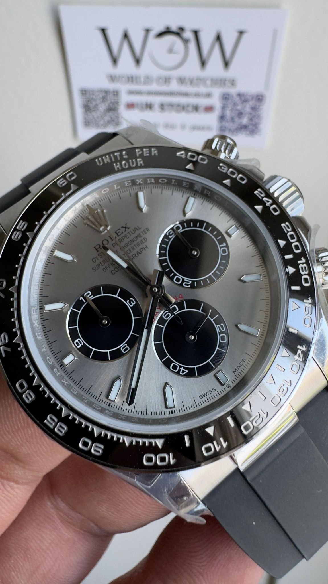 Daytona 116519 904L SS Grey Dial on Rubber Strap QF Asia 4130 - Image 2