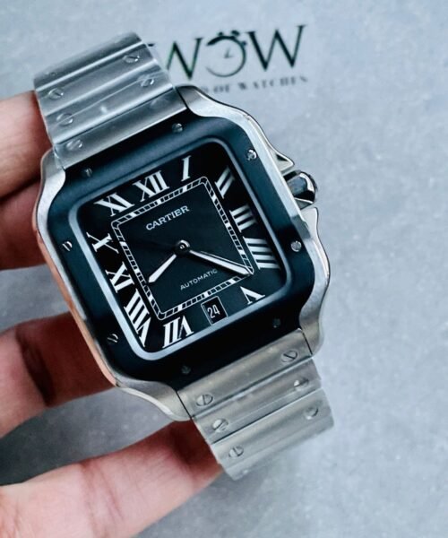 Santos 40mm SS BVF 1:1 Best Edition Gray Dial Black Bezel on SS Bracelet MIYOTA 9015