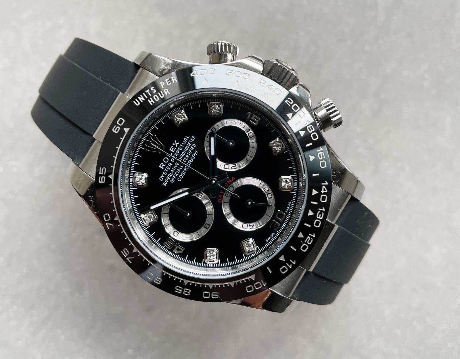 Daytona SS116500LN BTF Best Black Dial Diamond Markers On Rubber Strap A4130 - Image 8
