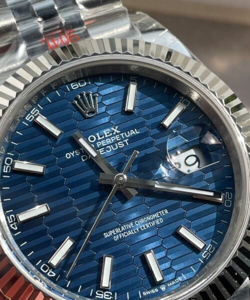 DateJust 41  SS VSF 1:1 Best Edition 904L Steel Blue Textured Dial on SS Jubilee bracelet - Image 8