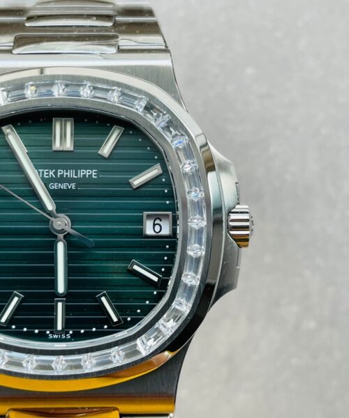 Nautilus 5711/1A PPF 1:1 Best Edition Green Textured Dial T Diamonds Bezel on SS Bracelet 324CS V4 - Image 11