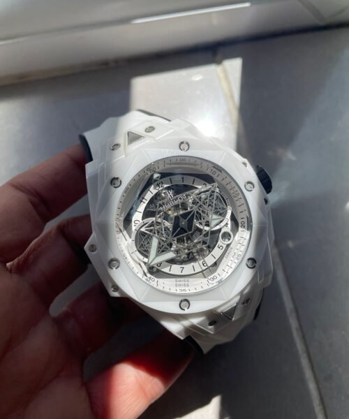 Big Bang Sang Bleu II White Ceramic BBF Best Edition on White Rubber Strap A1240 - Image 7