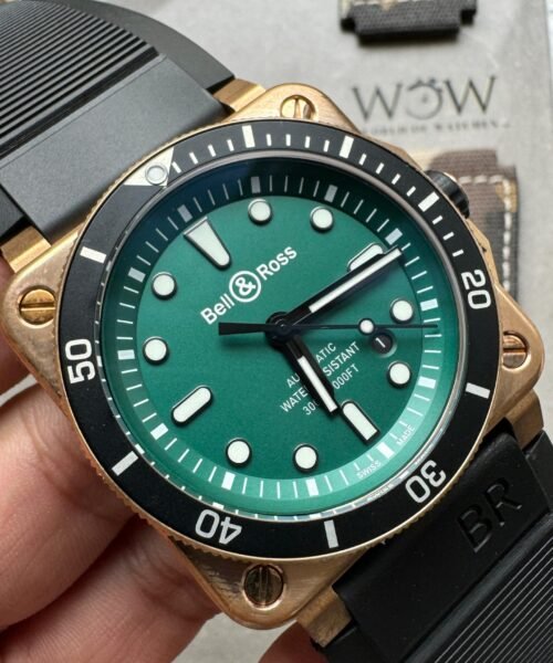 BR 03-92 Diver Ceramic Bezel Bronze B12 1:1 Best Edition Green Dial on Black Rubber Strap MIYOTA 9015 - Image 3