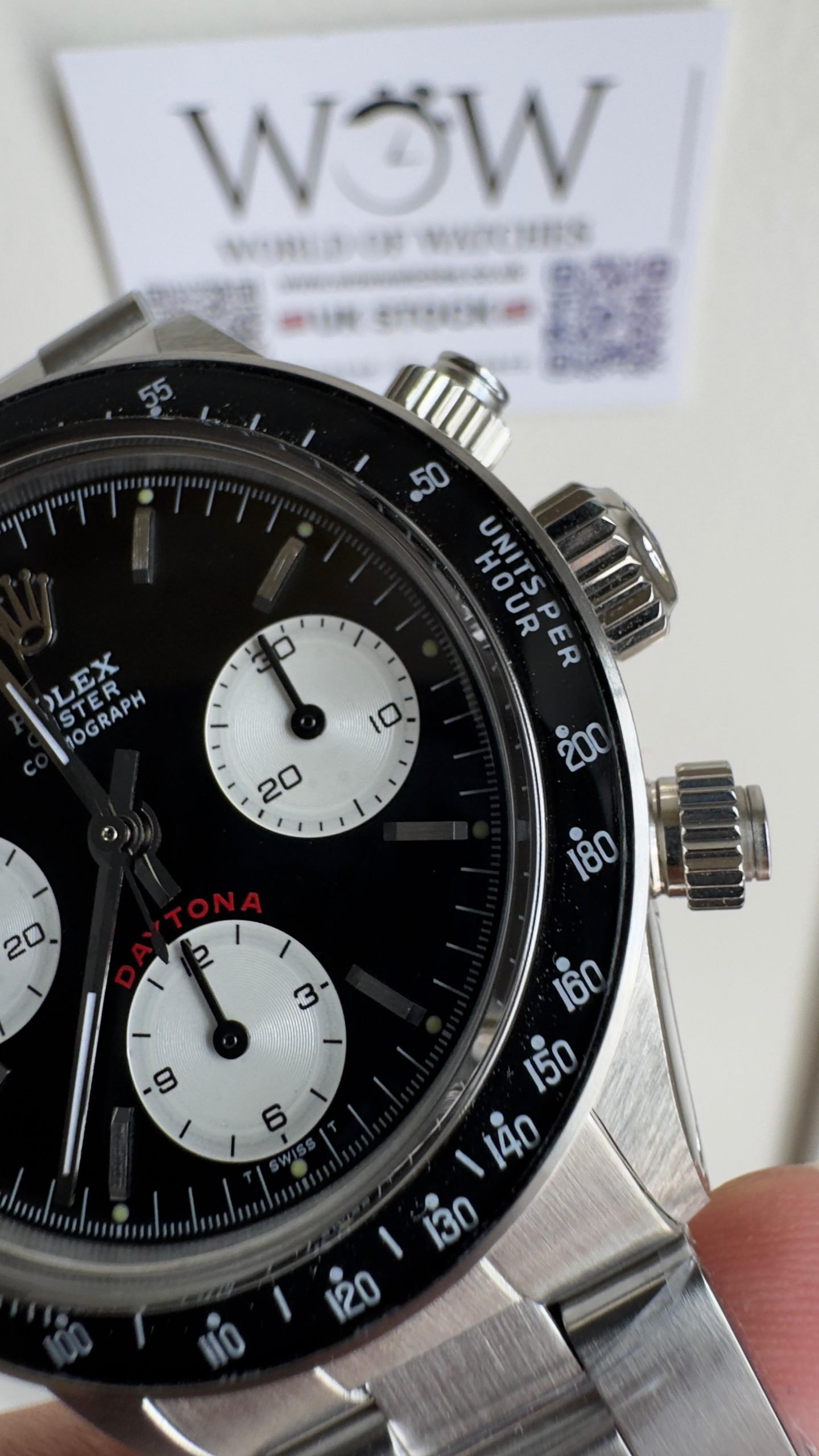 Daytona 6263 SS JKF Best Edition Black Dial White Subdials Black Tachymeter Bezel on SS Bracelet Venus 75 - Image 4