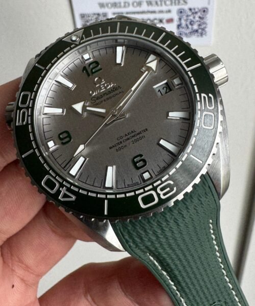 Planet Ocean 600M 43.5mm Green Ceramic Bezel SS VSF 1:1 Best Edition Silver Dial on Green Rubber Strap A8900 - Image 3
