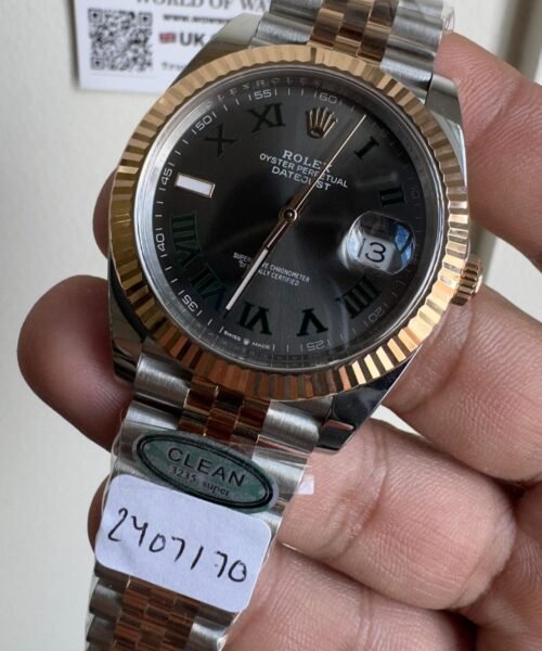 Datejust 41mm 126334 "Wimbledon" 904L RG Fluted Bezel Slate Dial on SS and RG Jubilee Bracelet Clean VR3235 - Image 3