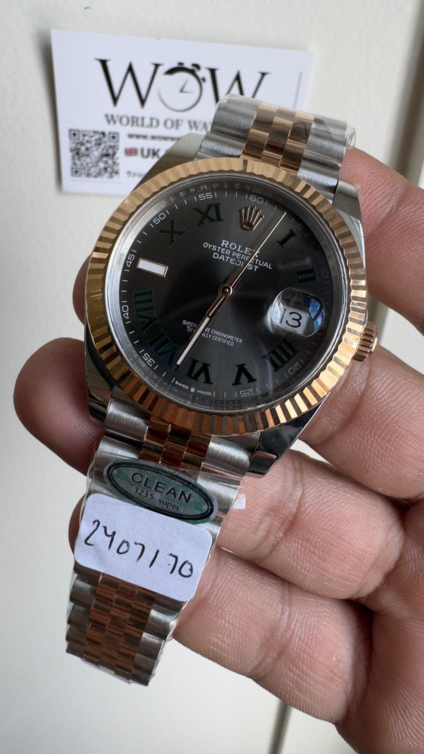 Datejust 41mm 126334 "Wimbledon" 904L RG Fluted Bezel Slate Dial on SS and RG Jubilee Bracelet Clean VR3235 - Image 3