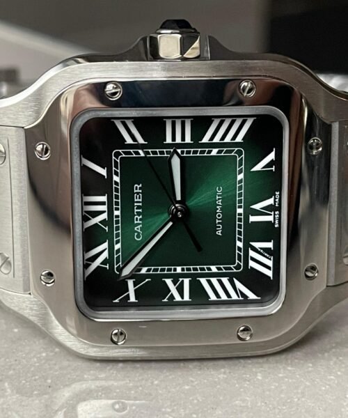Santos 35mm 2018 SS BVF 1:1 Best Edition Green Dial on SmartLinks Bracelet MIYOTA 9015 - Image 4