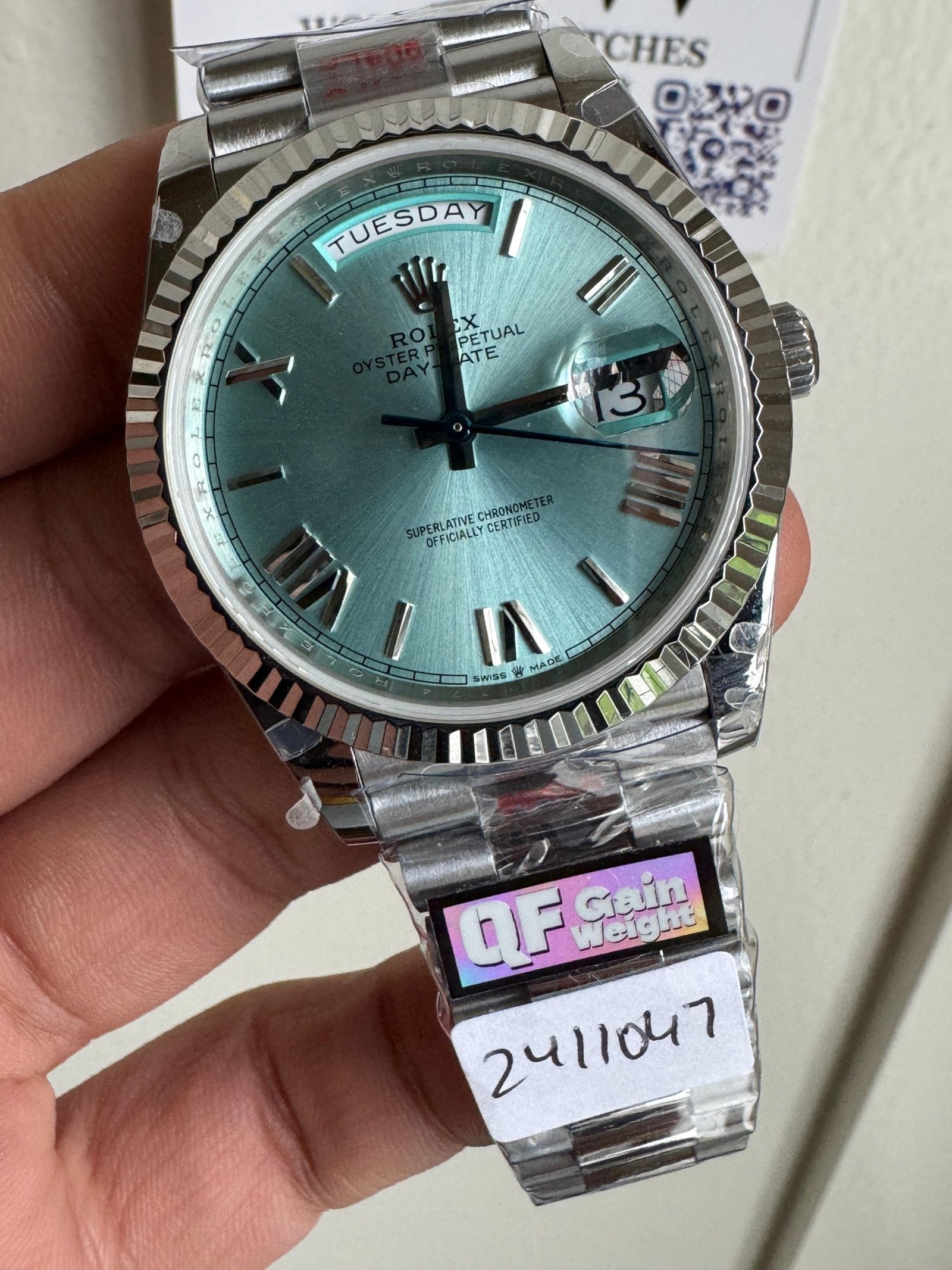 Qf V5 Day-Date 228236 40mm SS 904L Ice blue Dial Gain Weight 185g Day date - Image 2