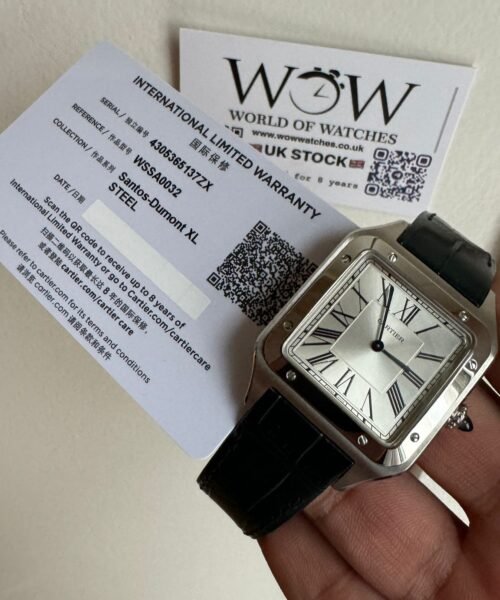 Santos Dumont 31.4mm SS AF 1:1 Best Edition Silver Dial on Black Croco Strap A157 - Image 3