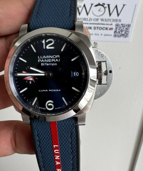 PAM1404 Z GMT SS VSF 1:1 Best Edition Blue Dial on Blue Rubber Strap Asian P900 - Image 6