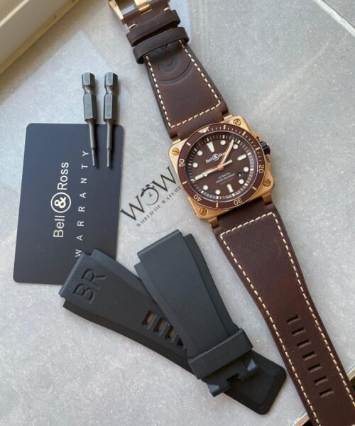 BR03-92 Diver 42mm Bronze BRF Brown Dial on Leather Strap A2824 - Image 3