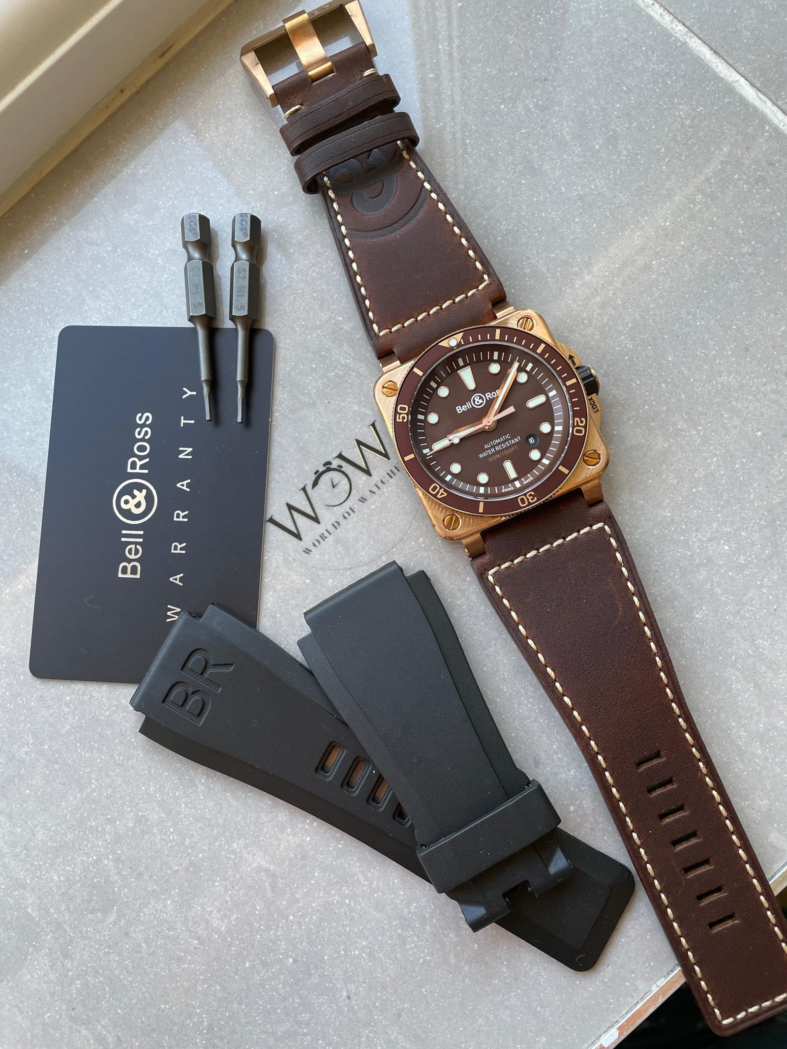 BR03-92 Diver 42mm Bronze BRF Brown Dial on Leather Strap A2824 - Image 3