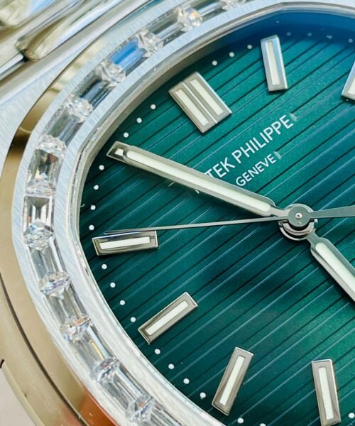 Nautilus 5711/1A PPF 1:1 Best Edition Green Textured Dial T Diamonds Bezel on SS Bracelet 324CS V4 - Image 7
