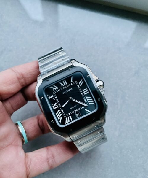 Santos 40mm SS BVF 1:1 Best Edition Gray Dial Black Bezel on SS Bracelet MIYOTA 9015 - Image 2
