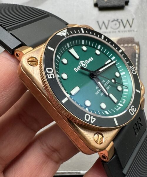 BR 03-92 Diver Ceramic Bezel Bronze B12 1:1 Best Edition Green Dial on Black Rubber Strap MIYOTA 9015 - Image 5