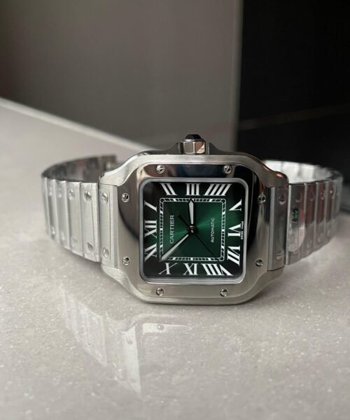 Santos 35mm 2018 SS BVF 1:1 Best Edition Green Dial on SmartLinks Bracelet MIYOTA 9015 - Image 3