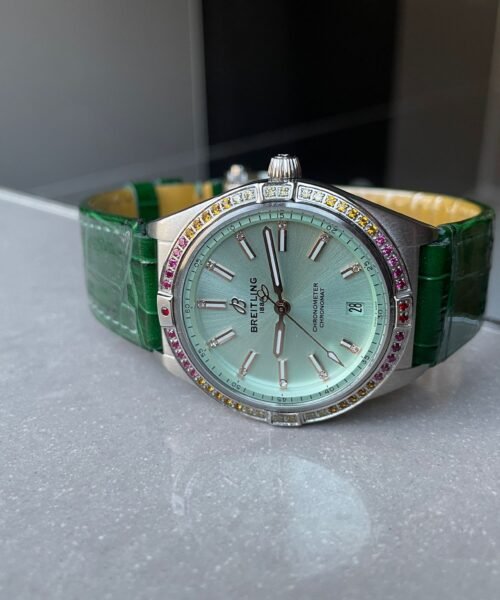 Chronomat 36mm u77310591u1 Green Leather strap Light Green dial GF Factory - Image 6