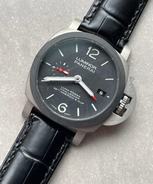 Luminor GMT "Luna Rossa" PAM01096 TI Black Dial Stick on Leather Strap VSF P9010 pam1096 - Image 9