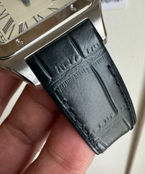 Santos Dumont 31.4mm SS AF 1:1 Best Edition Silver Dial on Black Croco Strap A157 - Image 6