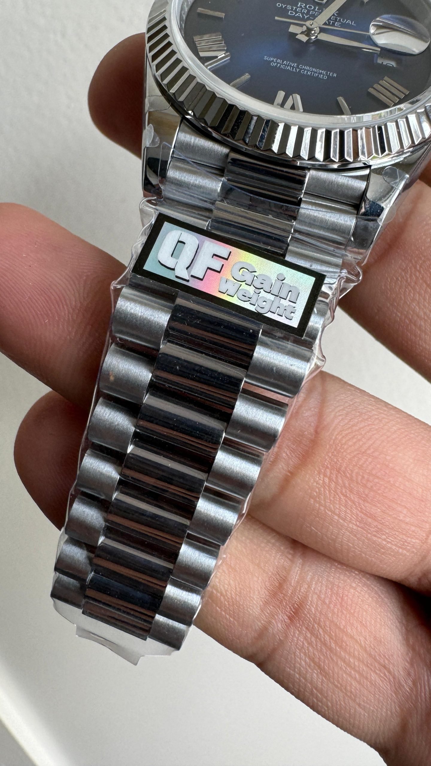 Day Date 228238 40mm 904L SS Bezel QF Gain Weight Blue Dial on SS President Bracelet A2836 - Image 11