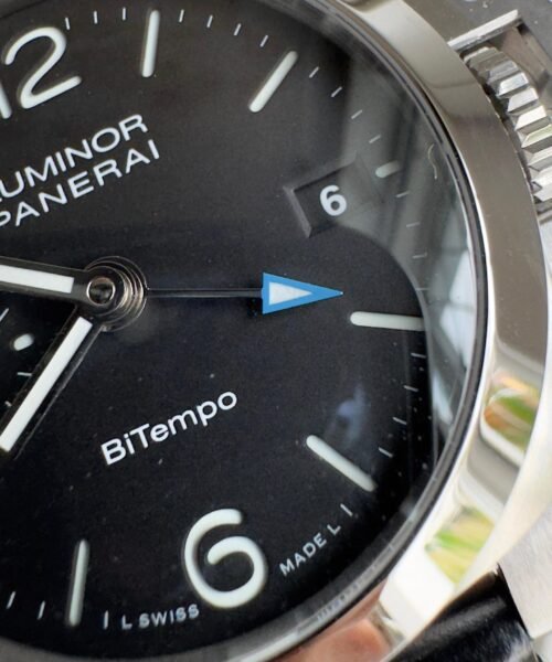 PAM1365 Z GMT SS VSF 1:1 Best Edition Black Dial on Black Leather Strap Asian P900 - Image 6