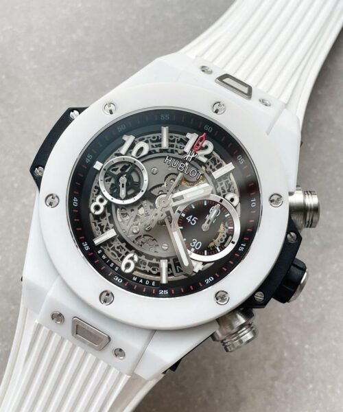Big Bang Unico White Ceramic HBF 1:1 Best Edition Black Skeleton Dial on Whtie Rubber Strap A1242 - Image 2