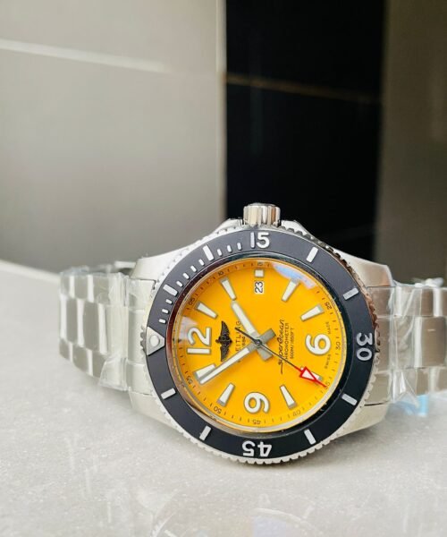 Superocean Automatic 44 TF 1:1 Best Edition Yellow Dial Black Bezel on SS Strap A2824 - Image 4