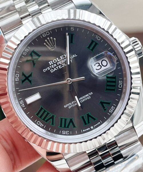 DateJust Men 41mm "wimbledon"SS Grey textured Dial Roman Markers with Jubilee Bracelet - Image 8