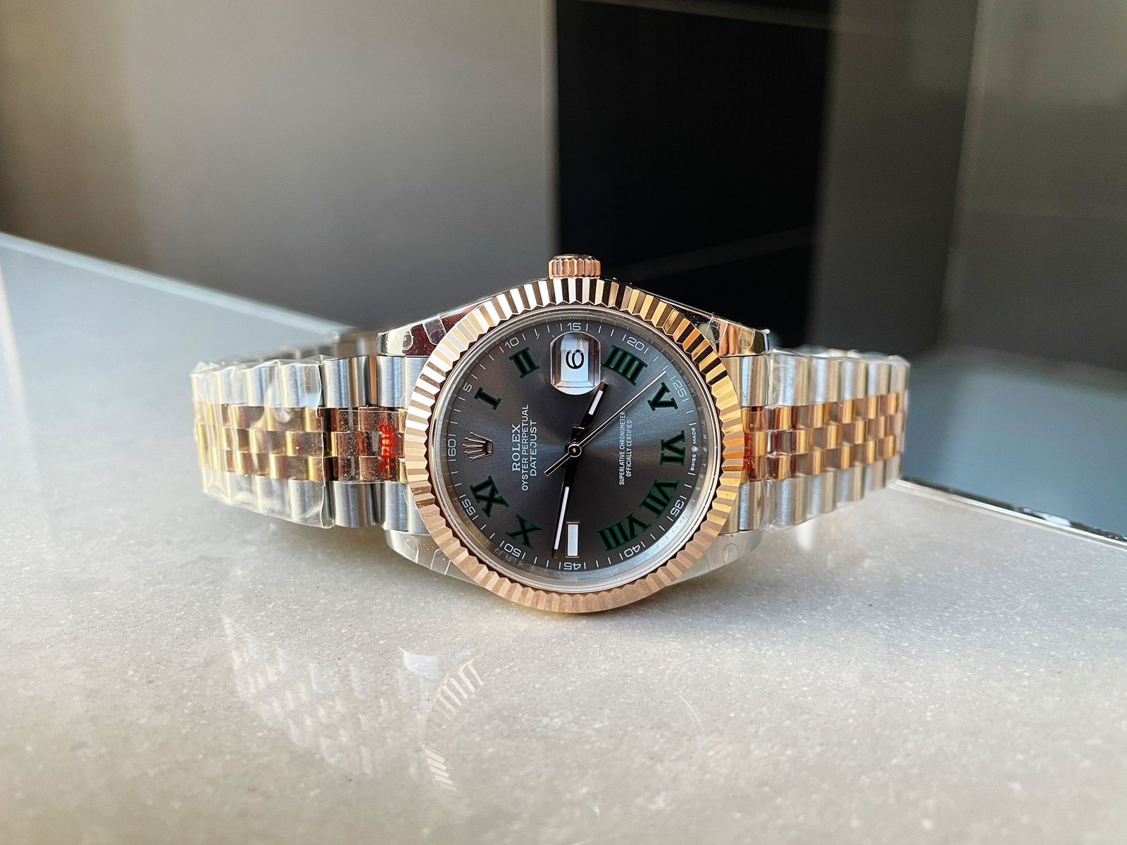 DateJust Men 41mm “wimbledon” RG and SS GMF GM Factory V2 Grey textured Dial Roman Markers with Jubilee Bracelet With tungsten steel - Image 3
