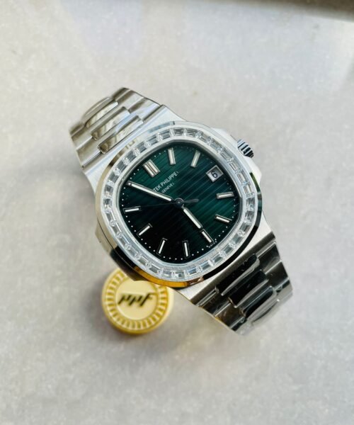 Nautilus 5711/1A PPF 1:1 Best Edition Green Textured Dial T Diamonds Bezel on SS Bracelet 324CS V4 - Image 2