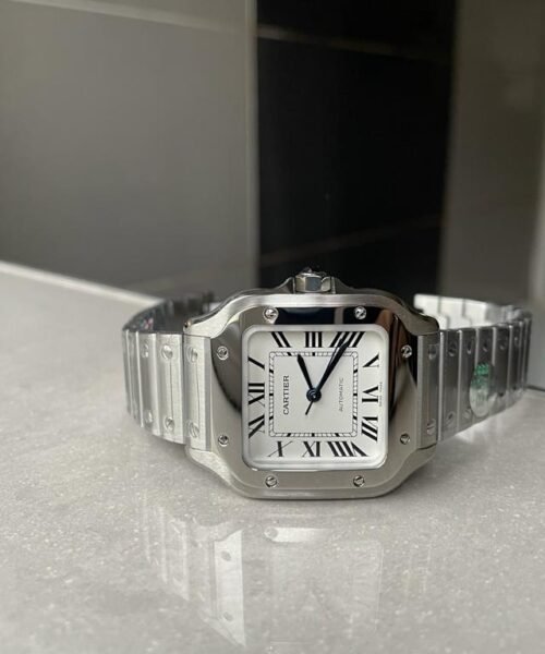 Santos de Cartir 35mm 2018 BVF 1:1 Best Edition White Dial on SS Bracelet MIYOTA 9015 - Image 4