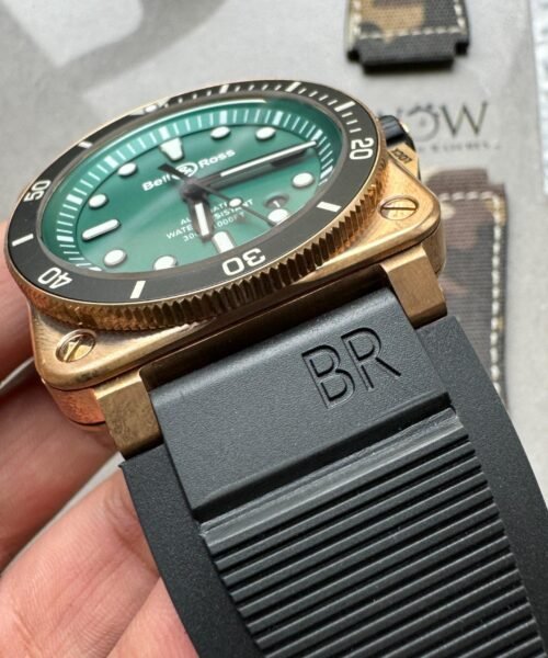 BR 03-92 Diver Ceramic Bezel Bronze B12 1:1 Best Edition Green Dial on Black Rubber Strap MIYOTA 9015 - Image 6