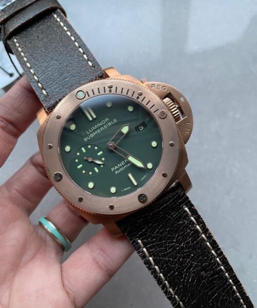 PAM382 N Bronzo VSF 1:1 Best Edition on Green dial on Brown Distressed Calfskin Strap P.9000 - Image 7